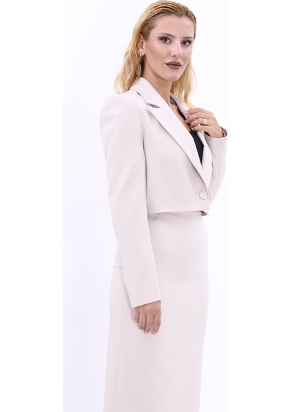 Erkek Yaka Tek Düğmeli Kısa Ceket-Bej fırsatları