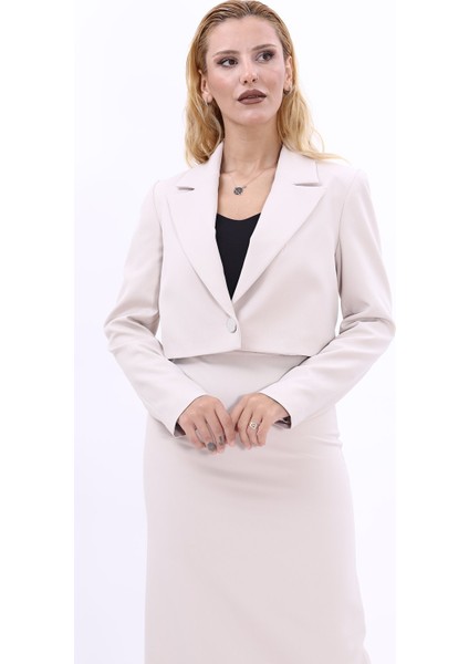 Erkek Yaka Tek Düğmeli Kısa Ceket-Bej indirimleri