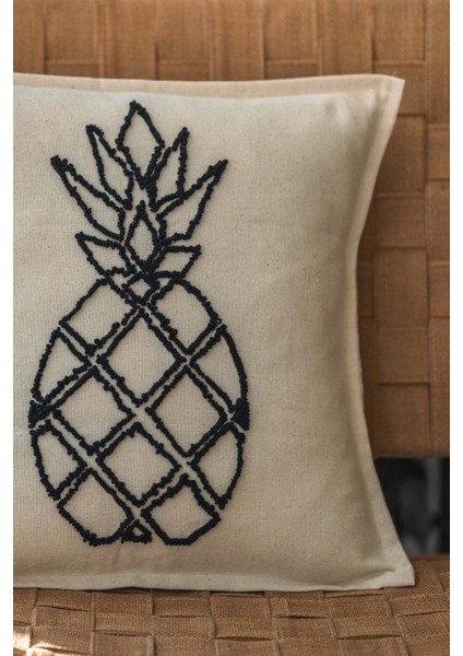 Ananas Deseni Punch Işlemeli Yastık Kılıfı