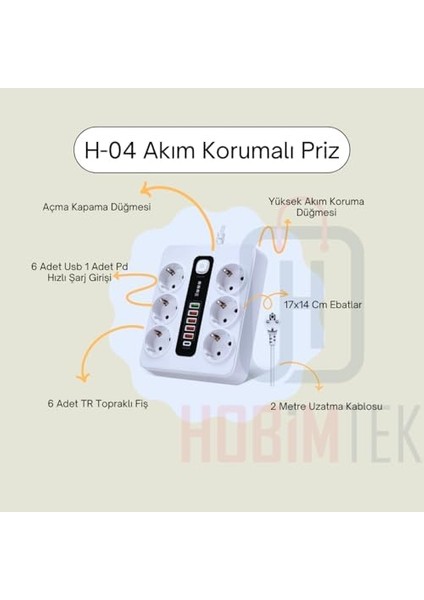 Şarj Istasyonu Girişli Hızlı C Pd 1 Type 5 USB Çoklu Priz Uzatma Kablosu 2 Metre Lı Priz Amper 6 3000W 10 Akım Korumalı Termal Yeni fiyatları