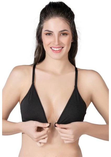 Miraxx Siyah Emay 1416 Modal Cotton Önden Açmalı Sporcu Sütyen