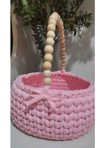 Ahşap Boncuklu Penye Sepet Düzenleyici Sepet modelleri