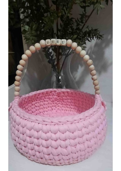 Ahşap Boncuklu Penye Sepet Düzenleyici Sepet fırsatları