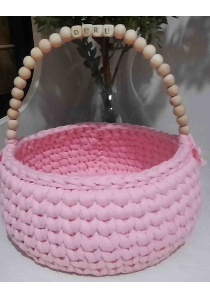 Ahşap Boncuklu Penye Sepet Düzenleyici Sepet indirimleri