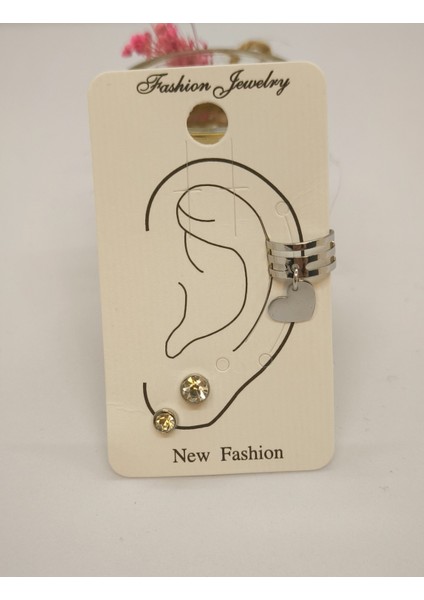 3'lü Earcuff Küpe Seti