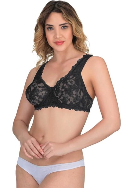 Miraxx Siyah Emay 178 B Balenli Dantelli Sütyen