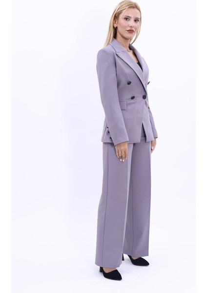 Erkek Yaka Çapraz Ceket & Bol Paça Pantolon-Antrasit modelleri