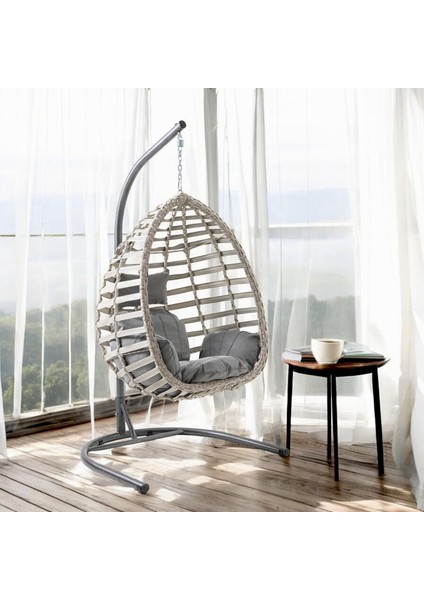 Gümbet Tekli Rattan Bahçe Salıncağı | Balkon Salıncağı