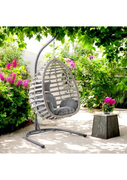 Gümbet Tekli Rattan Bahçe Salıncağı | Balkon Salıncağı