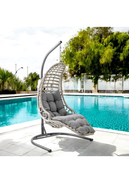 Bodrum Tekli Rattan Bahçe Salıncağı | Balkon Salıncağı