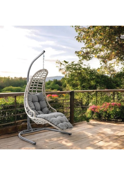 Bodrum Tekli Rattan Bahçe Salıncağı | Balkon Salıncağı