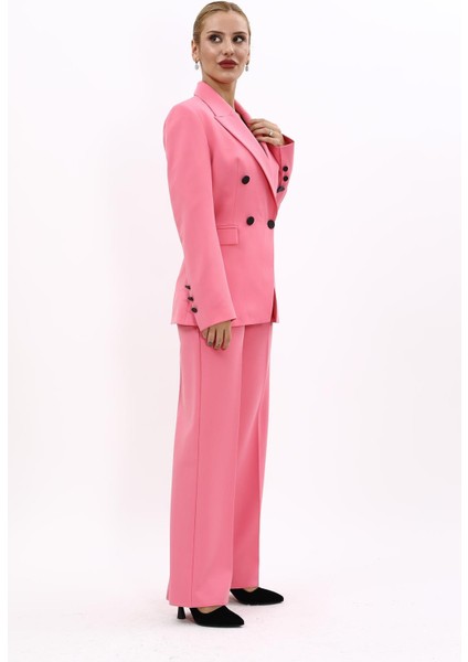 Erkek Yaka Çapraz Ceket & Bol Paça Pantolon-Pembe fiyatları