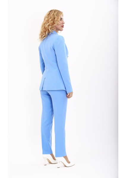 Erkek Yaka Torba Cepli Klasik Ceket & Dar Paça Pantolon-Gökyüzü modelleri