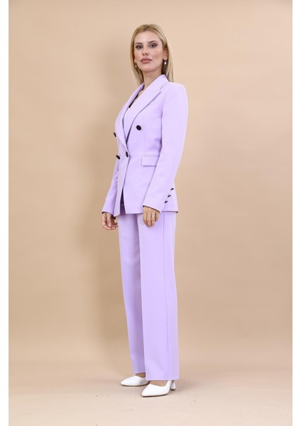 Erkek Yaka Çapraz Ceket & Bol Paça Pantolon-Menekşe fiyatları