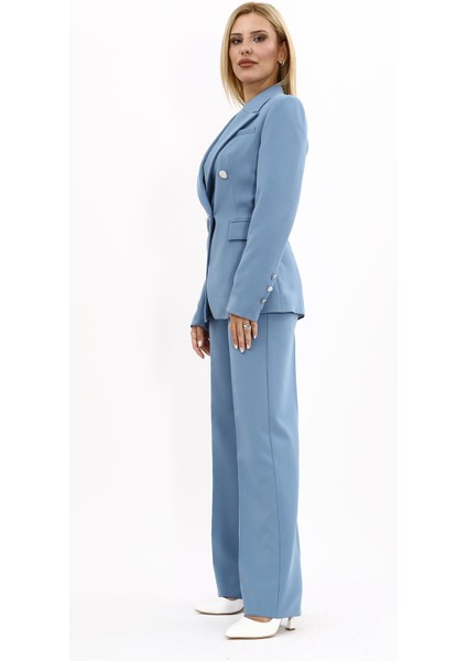 Erkek Yaka Çapraz Ceket & Bol Paça Pantolon-Deniz fiyatları