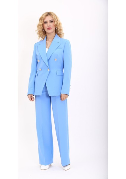 Erkek Yaka Çapraz Ceket & Bol Paça Pantolon-Gökyüzü fiyatları