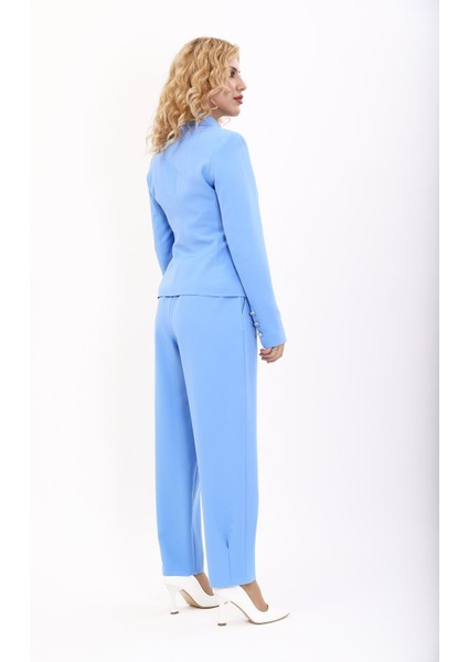 Gömlek Yaka Klasik Ceket & Paçası Pileli Pantolon-Gökyüzü modelleri