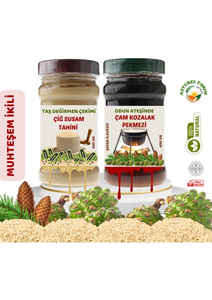Kozalak Pekmezi & Çiğ Susam Tahini 2 Li Paket