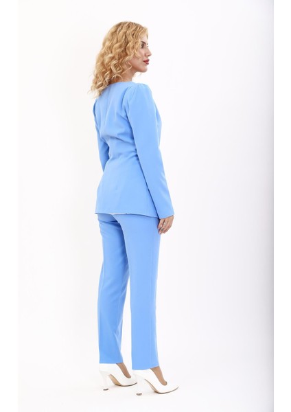 Kare Yaka Ceket & Dar Paça Pantolon-Gökyüzü modelleri