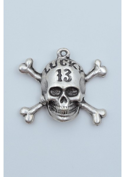 Lucky 13 Kuru Kafa Gümüş Kaplama Kolye Ucu