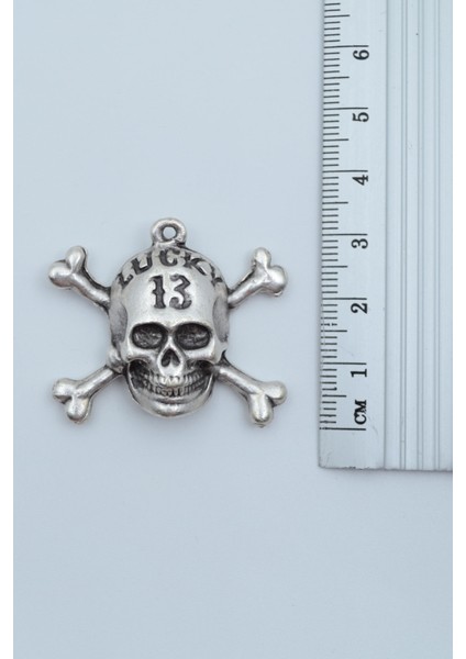 Lucky 13 Kuru Kafa Gümüş Kaplama Deri İp Kolye