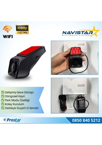 Wifi G-Sensör Park Modu 128 GB Destekli Araç Yol Sürüş Kamerası Geniş Açılı fiyatları