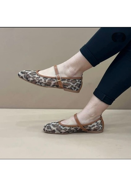Leopar Fileli Şık Günlük Comfort Trend Rahat Meri Ceyn Babet