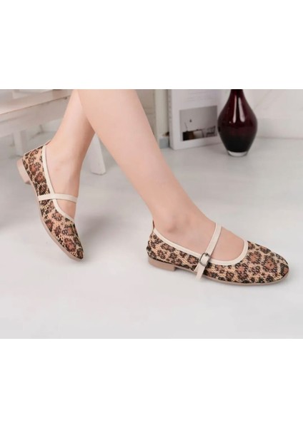 Leopar Fileli Şık Günlük Comfort Trend Rahat Meri Ceyn Babet