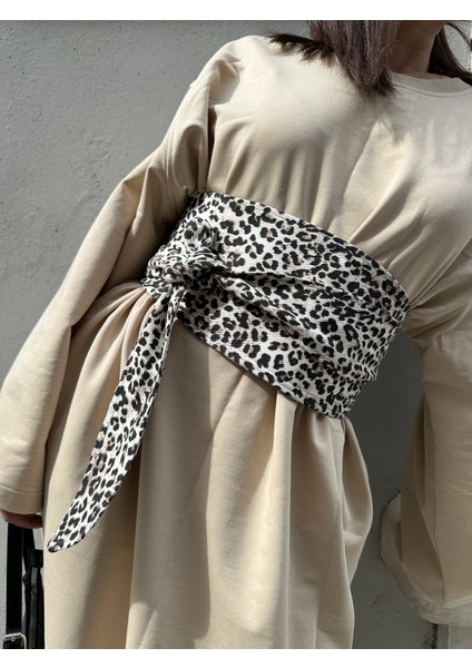 Animal Print Denim Korse Kuşak