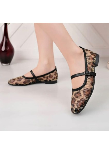 Leopar Fileli Şık Günlük Comfort Trend Rahat Meri Ceyn Babet fiyatları