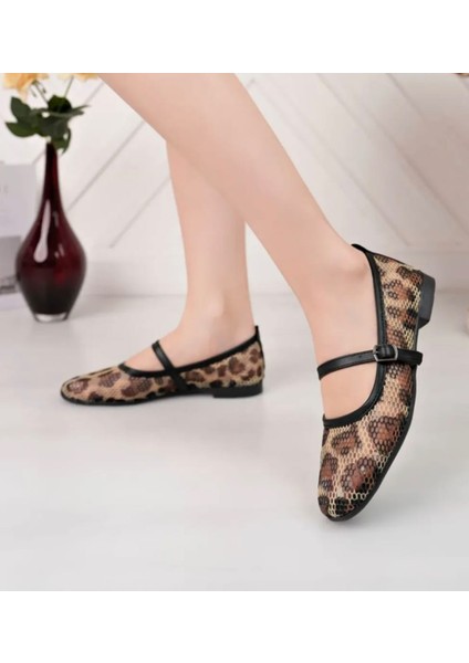 Leopar Fileli Şık Günlük Comfort Trend Rahat Meri Ceyn Babet modelleri