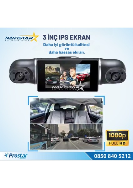 4 Kameralı 1080P Wıfı, Gps Geniş Açılı Dashcam Araç Içi Kamera Kayıt Sistemi 3 Inç Full Hd fiyatları