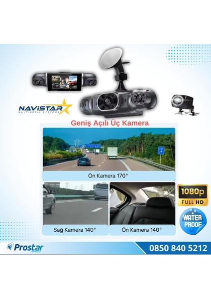 4 Kameralı 1080P Wıfı, Gps Geniş Açılı Dashcam Araç Içi Kamera Kayıt Sistemi 3 Inç Full Hd modelleri
