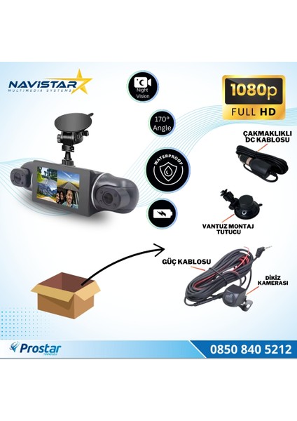 4 Kameralı 1080P Wıfı, Gps Geniş Açılı Dashcam Araç Içi Kamera Kayıt Sistemi 3 Inç Full Hd indirimleri