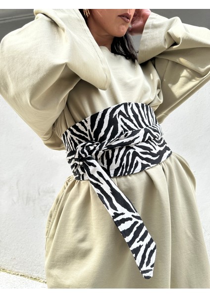 Animal Print Denim Korse Kuşak
