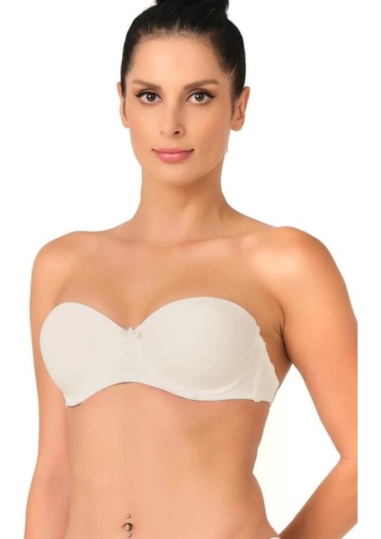 Miraxx Ekru Emay 701 Sırtı Şeffaf Straplez Sütyen