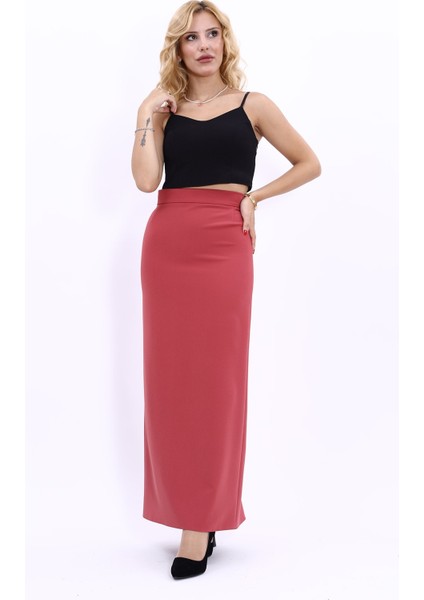 Uzun Düz Dar Etek-Kiremit