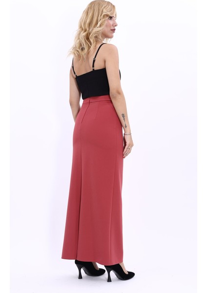 Uzun Düz Dar Etek-Kiremit fırsatları