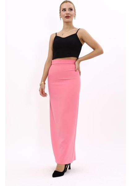 Uzun Düz Dar Etek-Pembe