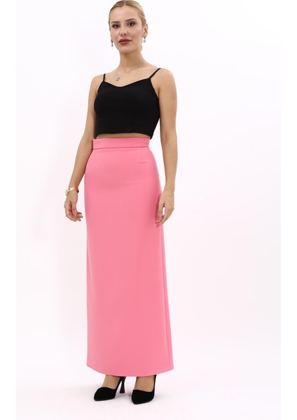 Uzun Düz Dar Etek-Pembe indirimleri