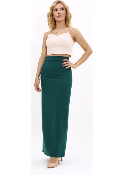 Uzun Düz Dar Etek-Zümrüt