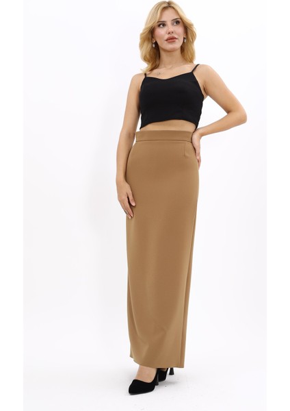 Uzun Düz Dar Etek-Camel fiyatları