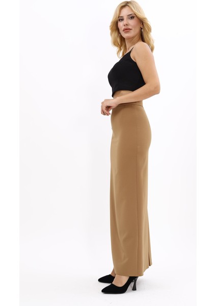 Uzun Düz Dar Etek-Camel modelleri