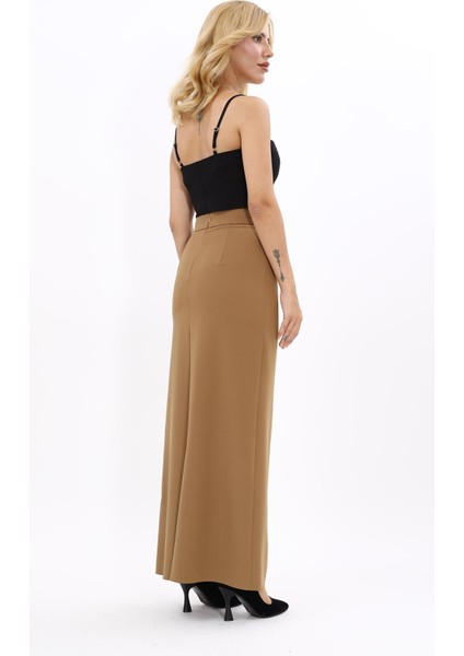 Uzun Düz Dar Etek-Camel indirimleri