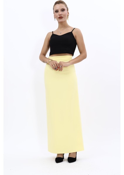 Uzun Düz Dar Etek-Sarı