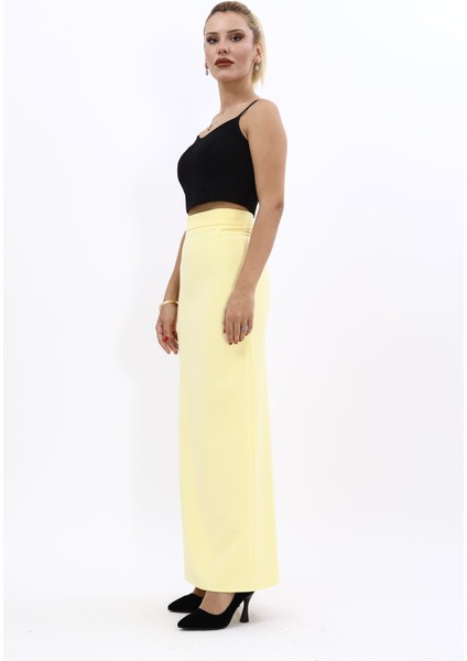 Uzun Düz Dar Etek-Sarı modelleri