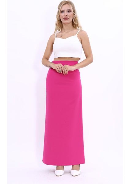 Uzun Düz Dar Etek-Fuşya indirimleri