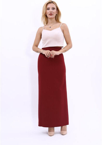 Uzun Düz Dar Etek-Bordo fırsatları