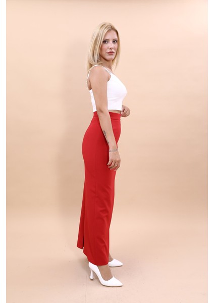 Uzun Düz Dar Etek-Kırmızı modelleri