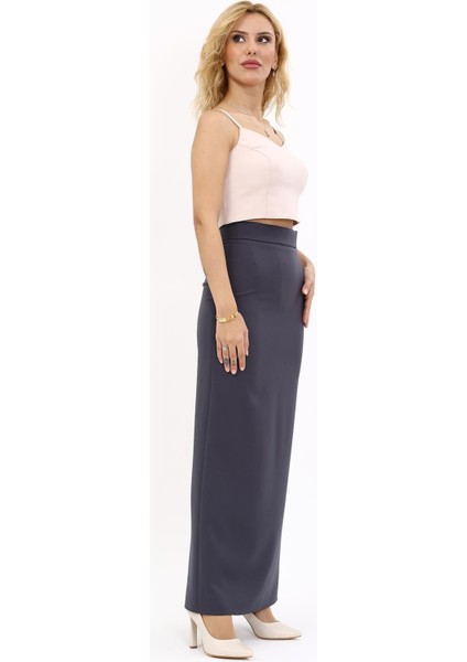 Uzun Düz Dar Etek-Füme modelleri